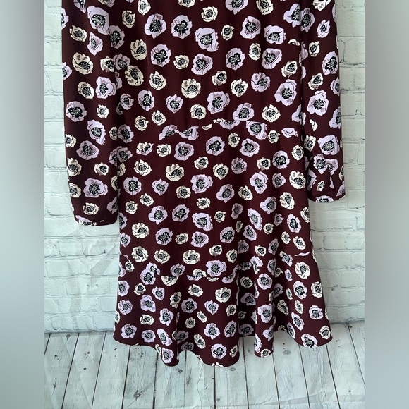 Ann Taylor Loft Dark Purple, White & Black floral dress size 8 - Picture 7 of 10